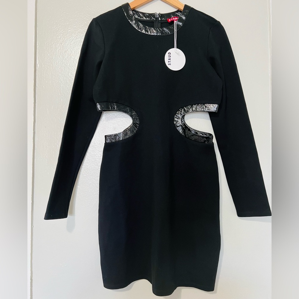 Staud Mini Long Sleeve Dolce Dress in Black - Large